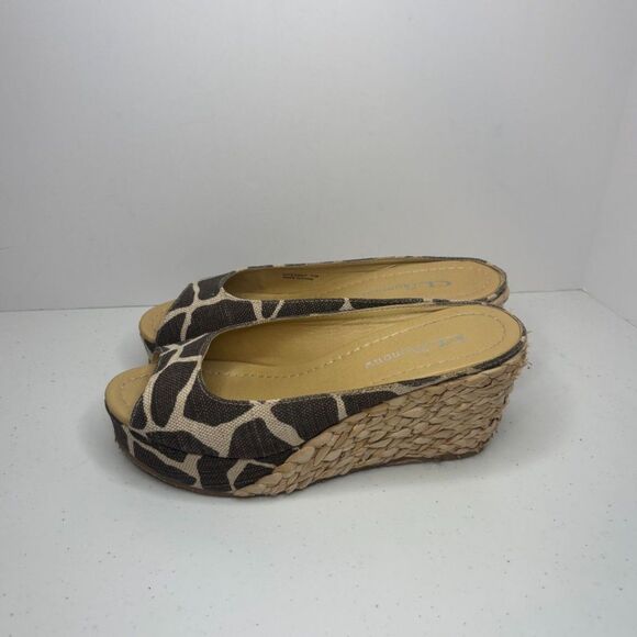 CL by Laundry Nolita Peep Toe Print Wedge Espadrille Sandals Womens - Picture 4 of 11